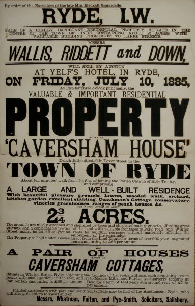Caversham House auction 1885 poster