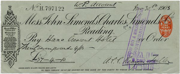 Cheque 1903