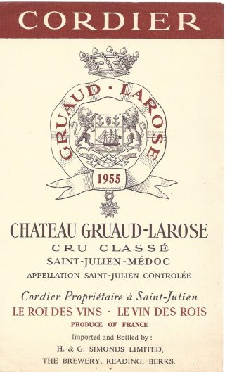 Chateau Gruaud Larose 1955 Simonds